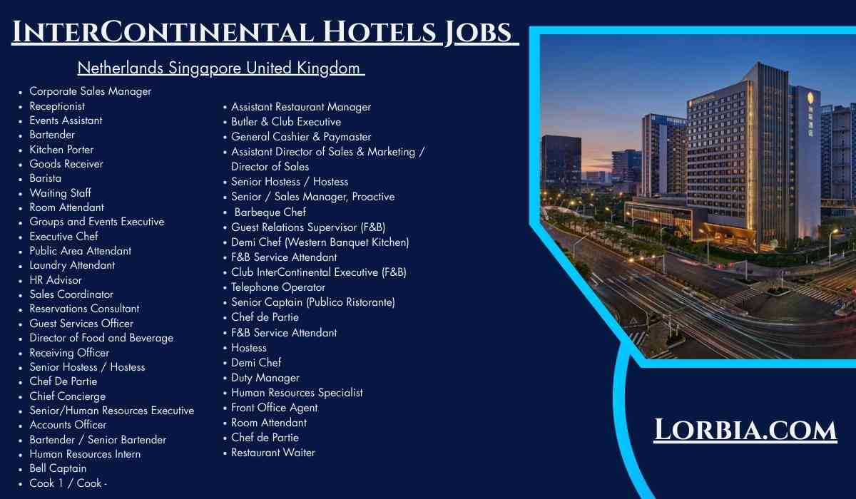 InterContinental Hotels Jobs Netherlands Singapore United Kingdom